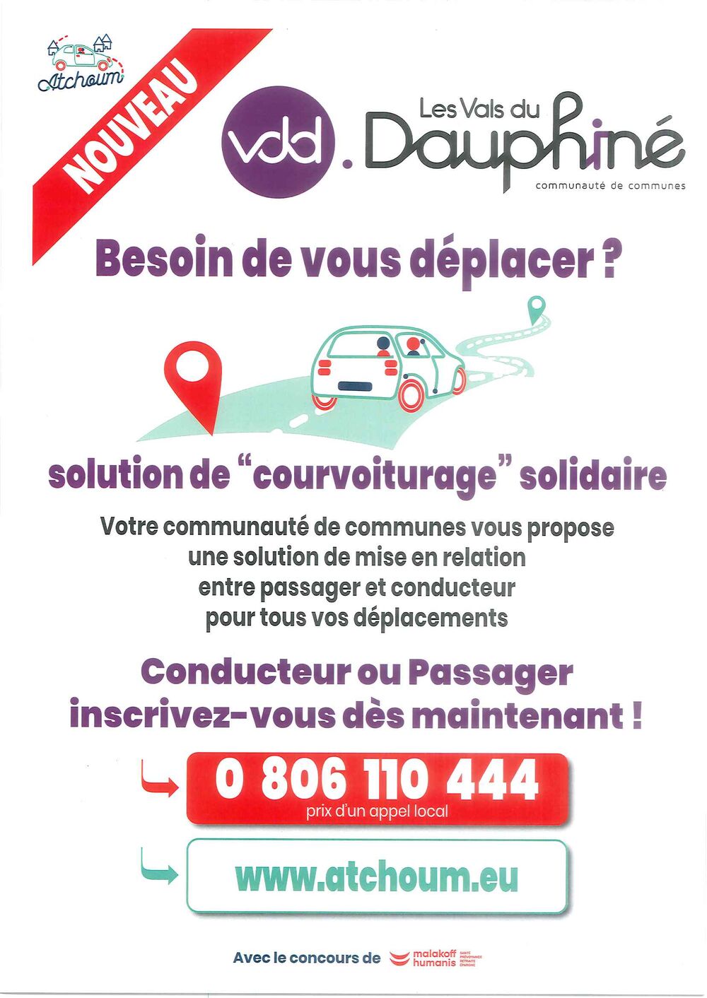 Besoin de vous déplacer solution de courvoiturage solidaire