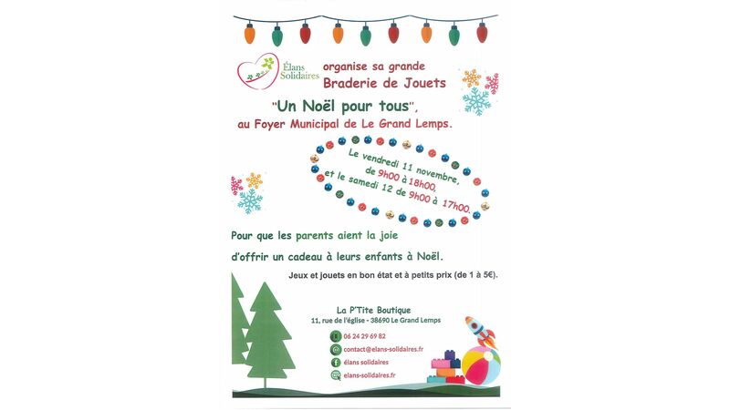 Elans Solidaires organise sa grande Braderie de Jouets "Un Noël pour tous"