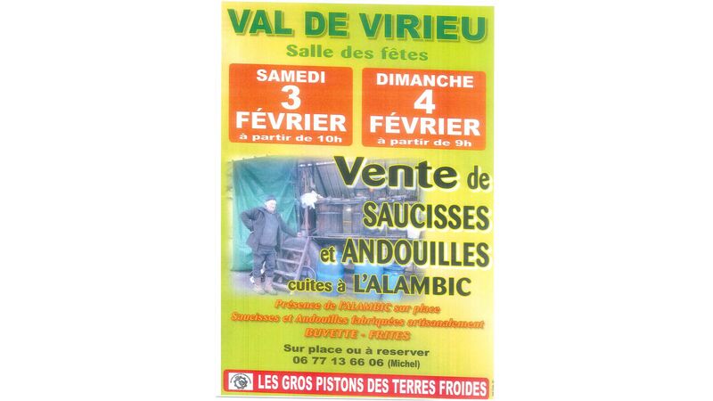 Vente de saucisses et andouilles cuites à l'alambic