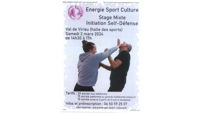 Energie Sport Culture : Stage Mixte Initiation Self-Défense